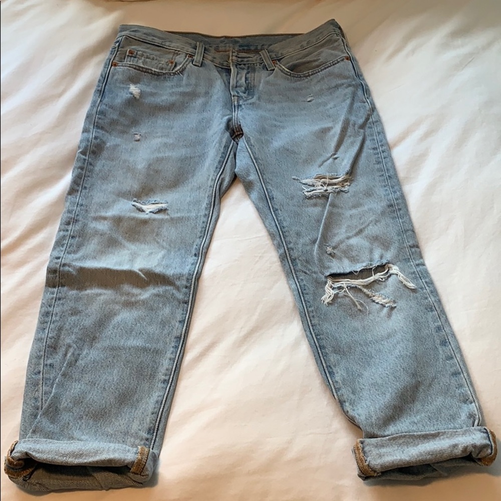 Levi’s women’s distressed 501 relaxed jeans